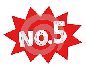 POP label no.5 , five, red offer label